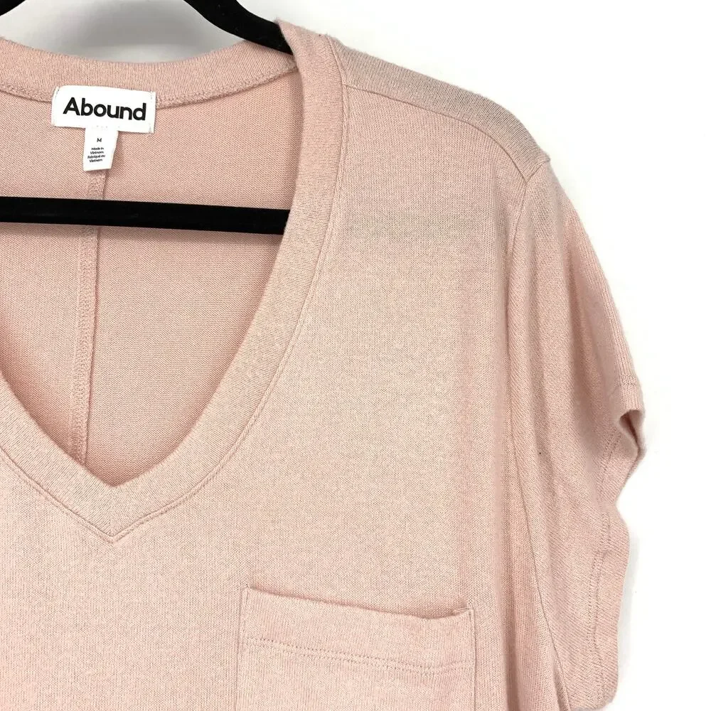 Abound V-Neck Short Sleeve T-Shirt Womens Size Medium Pink